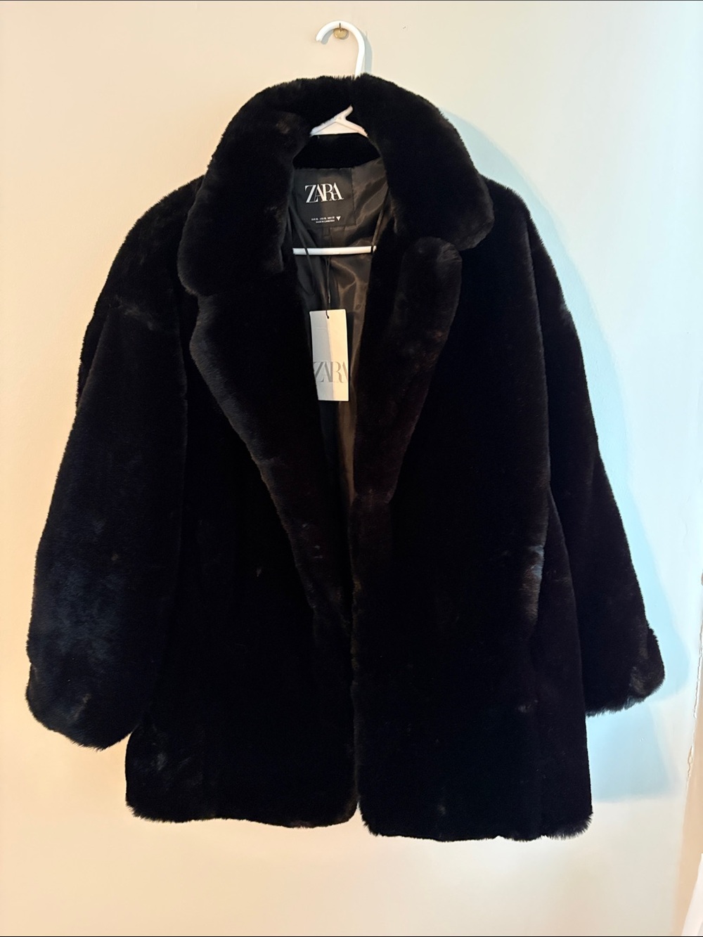 ZARA Black Faux Fur Jacket